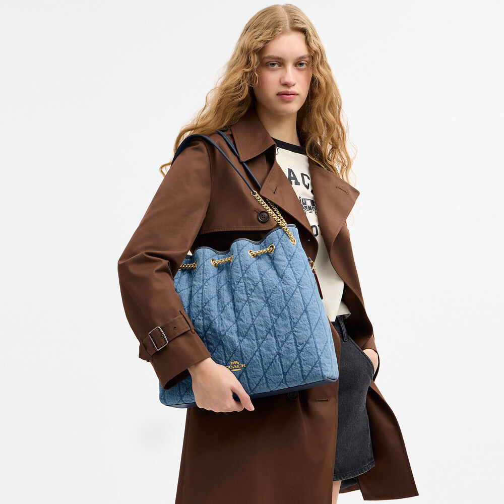 Coach Outlet Evelyn Large Shoulder Bag In Regenerative Cotton With Quilting